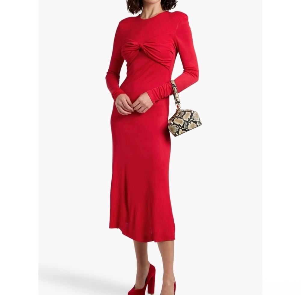Farm Rio Twisted Cup Midi Dress - Size Small - Red (New)